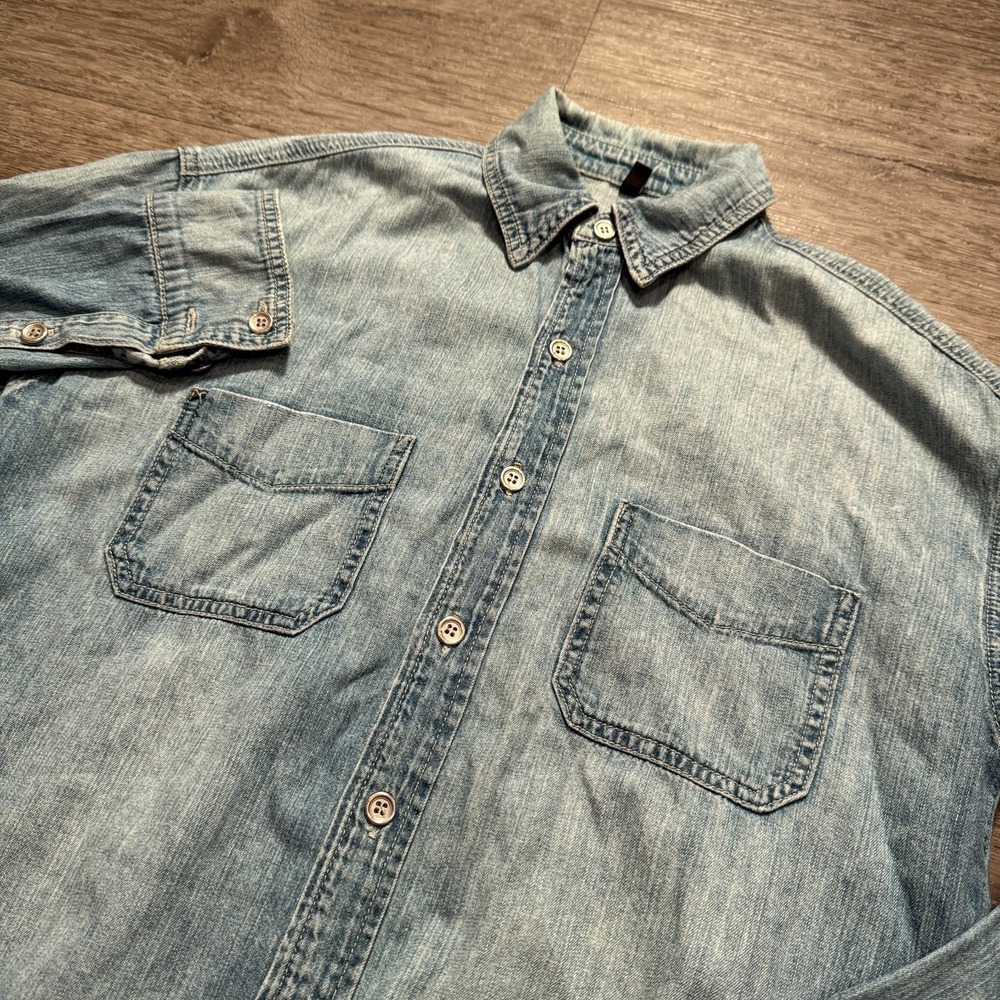 J Brand Shirt Womens XS Blue Chambray Denim Button UP Western Pocket Cotton